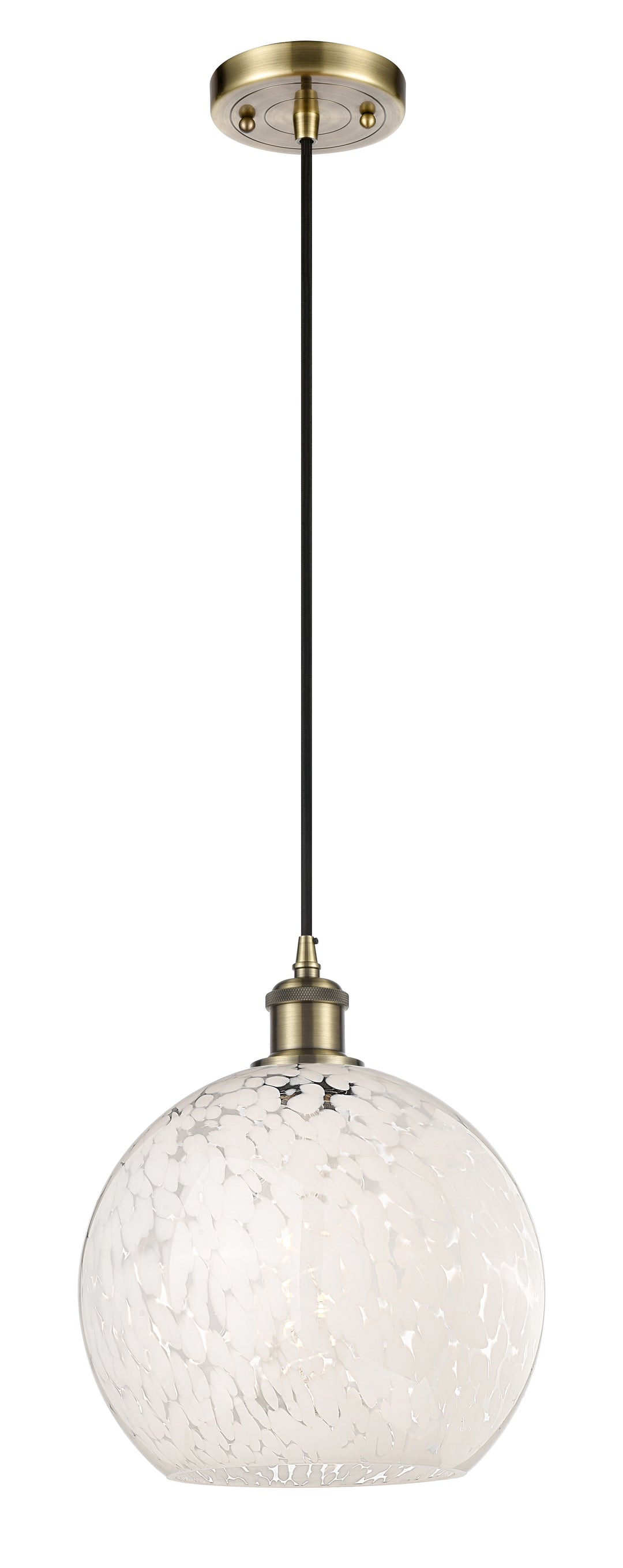 Innovations Lighting White Mouchette 10" Mini Pendant - Antique Brass Mini-Pendants Innovations Lighting   