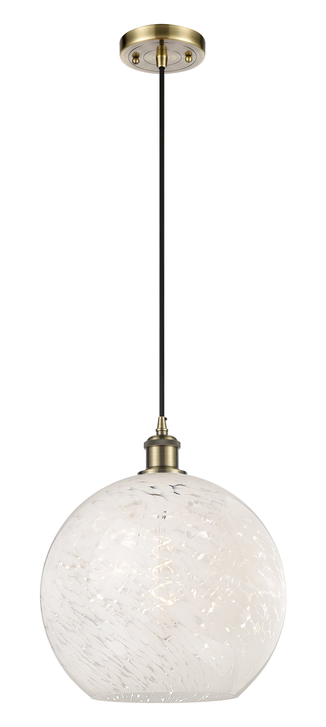 Innovations Lighting White Mouchette 12" Mini Pendant - Antique Brass Mini-Pendants Innovations Lighting   