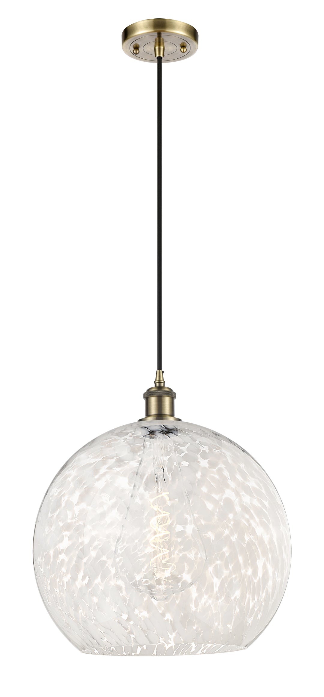 Innovations Lighting White Mouchette 14" Pendant - Antique Brass Pendants Innovations Lighting   