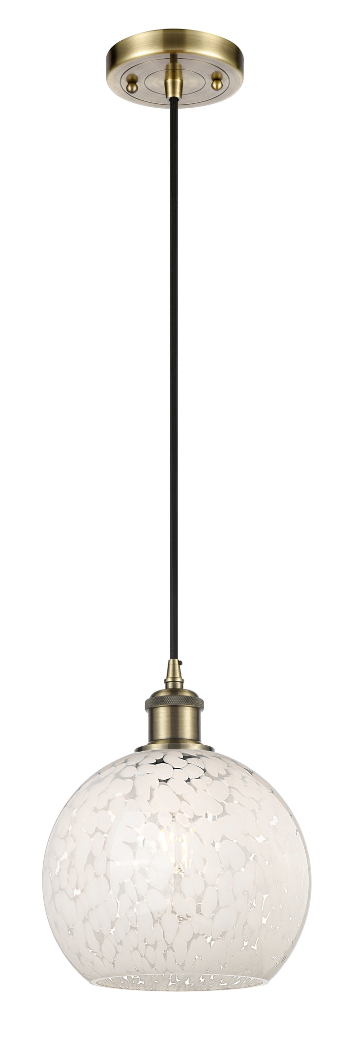 Innovations Lighting White Mouchette 8" Mini Pendant - Antique Brass Mini-Pendants Innovations Lighting   