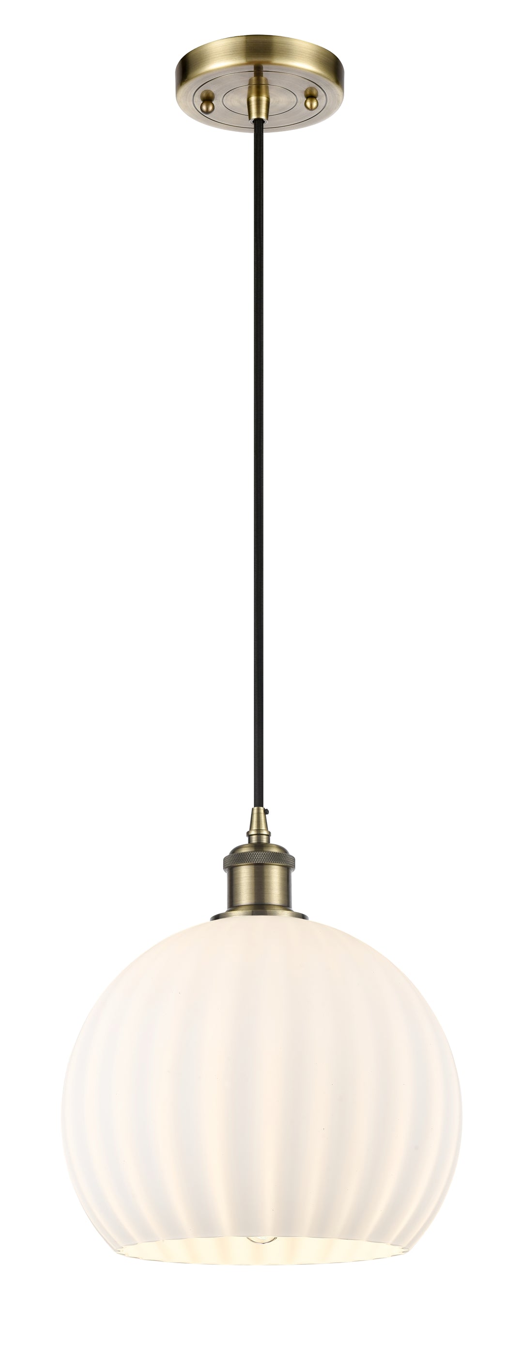 Innovations Lighting White Venetian 10" Mini Pendant - Antique Brass Mini-Pendants Innovations Lighting   