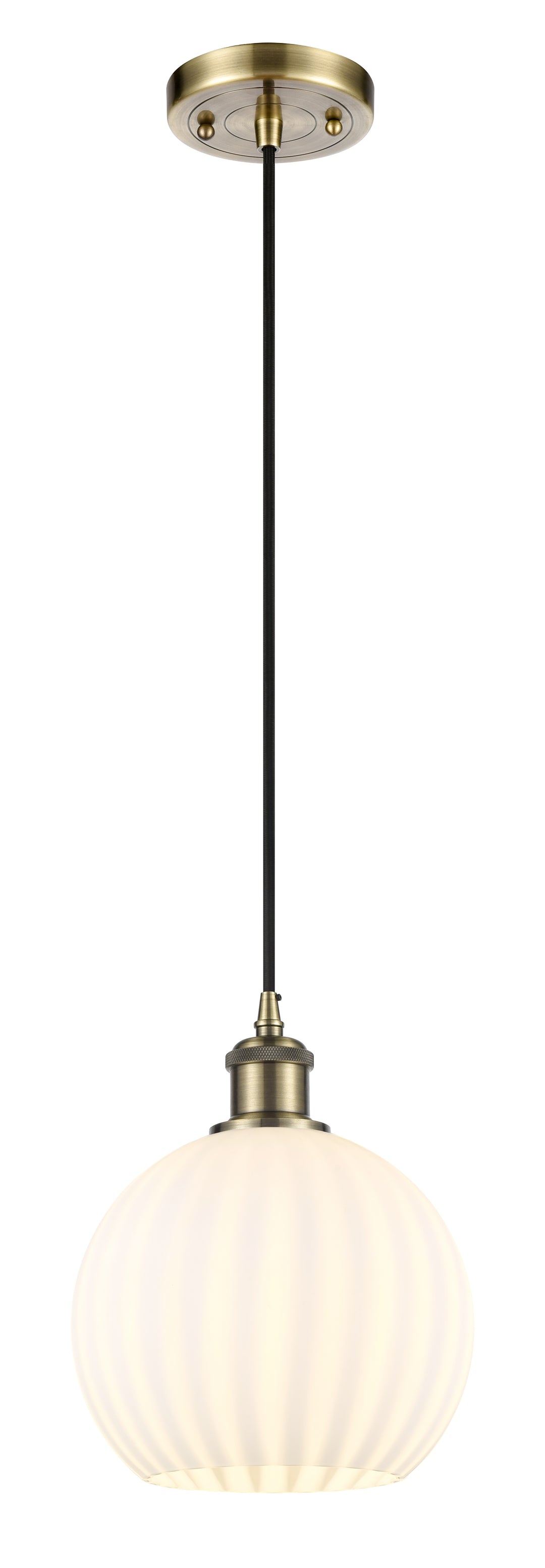 Innovations Lighting White Venetian 8" Mini Pendant - Antique Brass