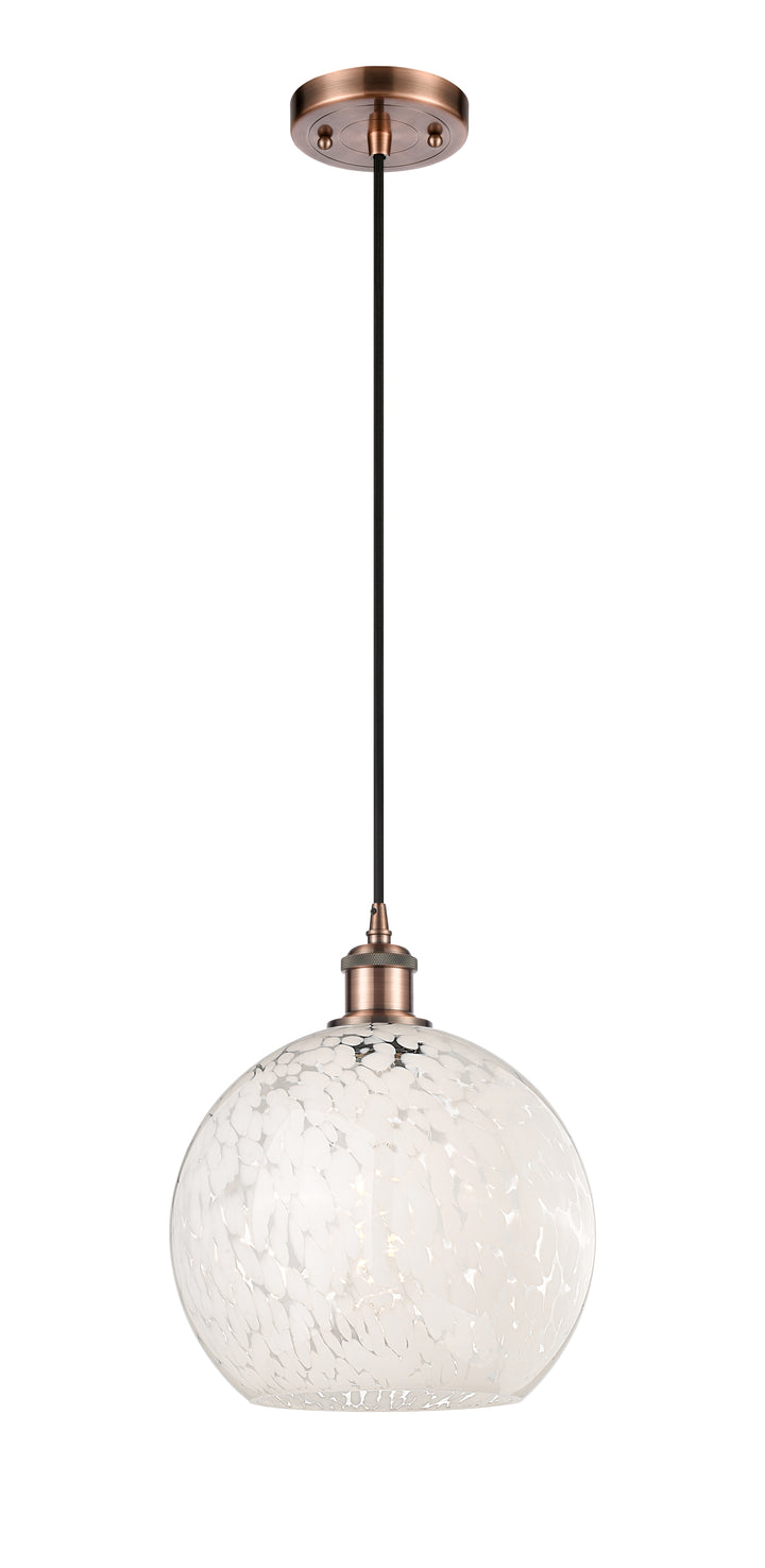 Innovations Lighting White Mouchette 10" Mini Pendant - Antique Copper Mini-Pendants Innovations Lighting   