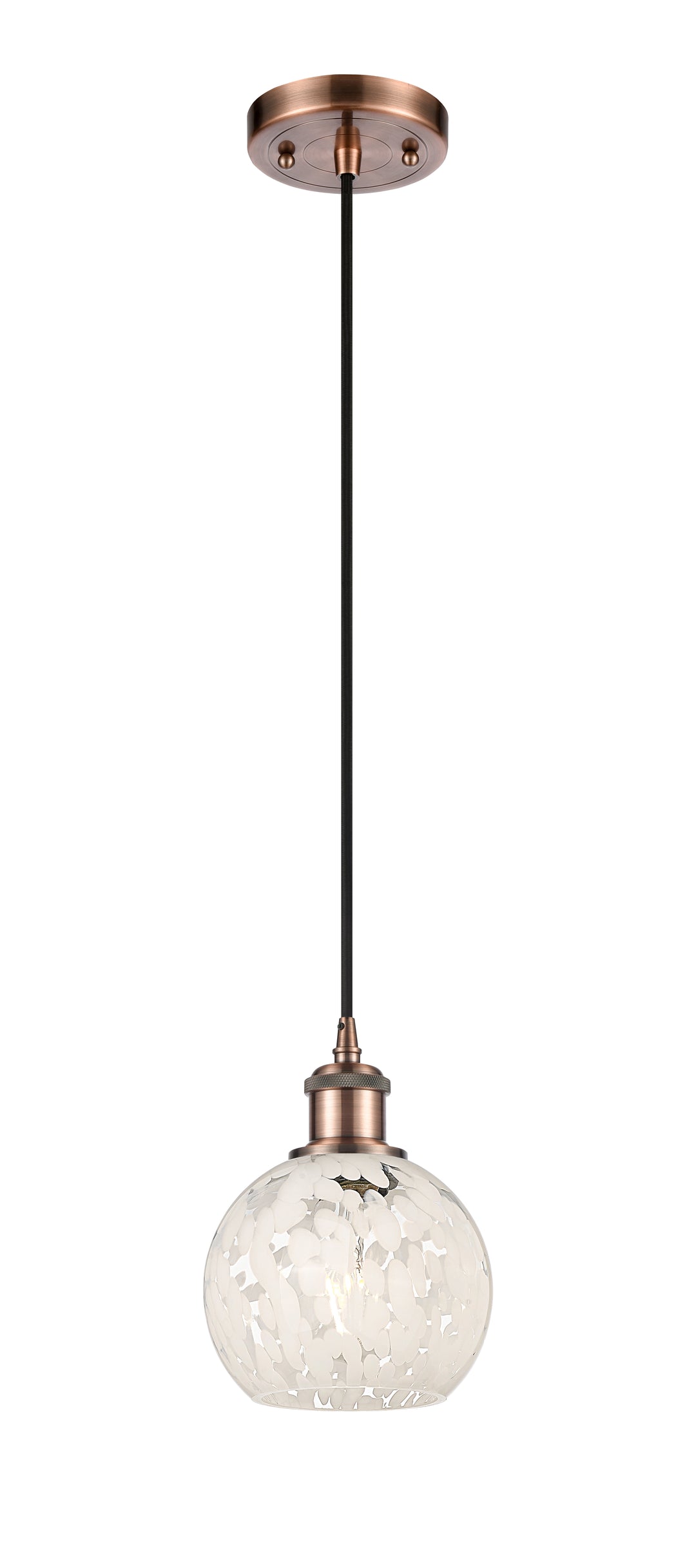 Innovations Lighting White Mouchette 6" Mini Pendant - Antique Copper Mini-Pendants Innovations Lighting   