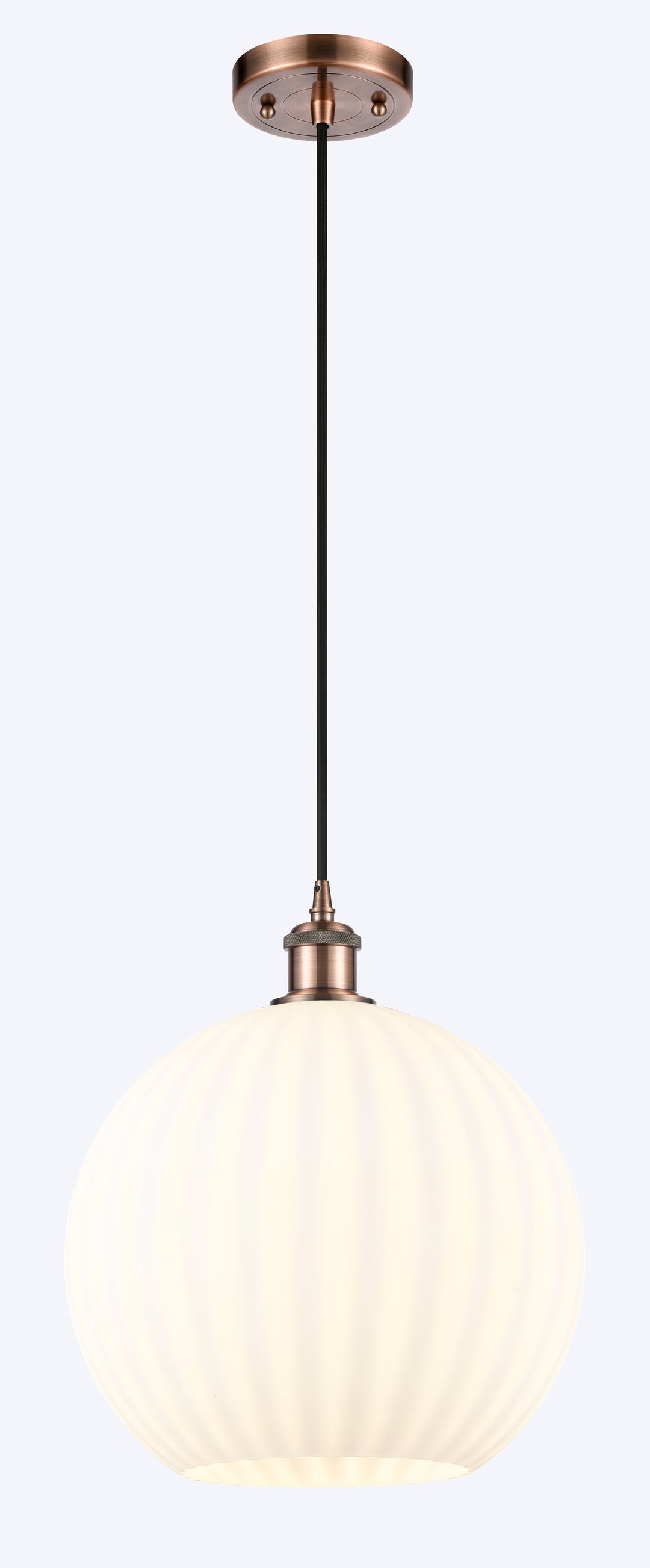 Innovations Lighting White Venetian 12" Mini Pendant - Antique Copper Mini-Pendants Innovations Lighting   