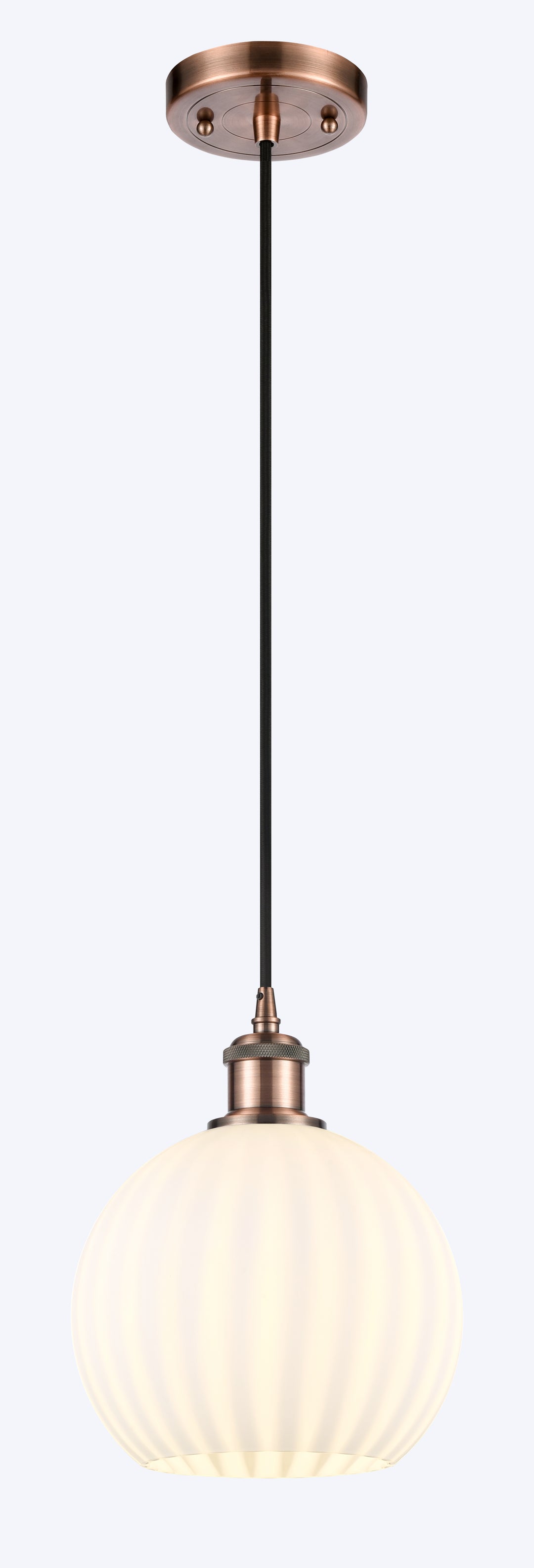 Innovations Lighting White Venetian 8" Mini Pendant - Antique Copper