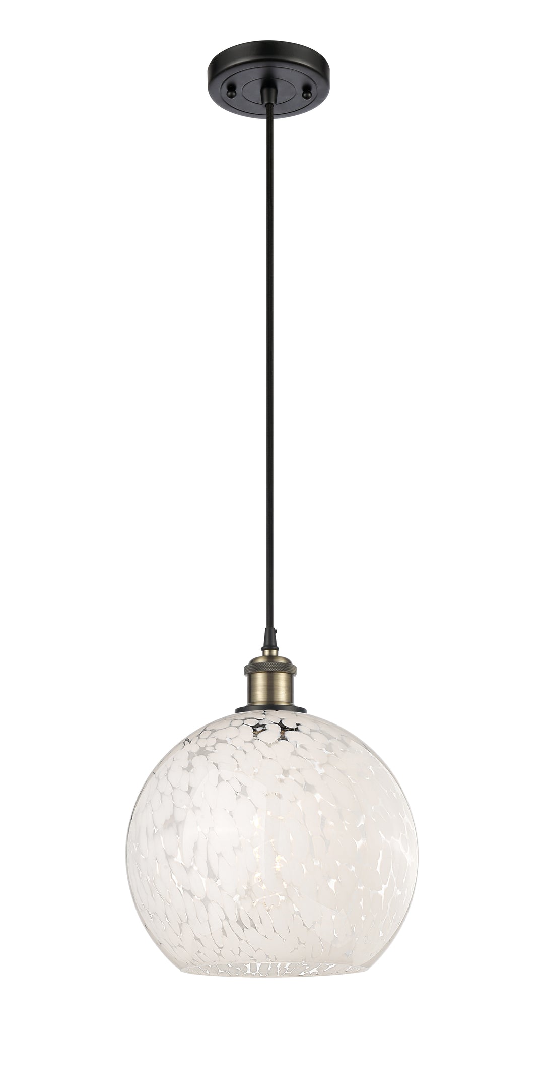 Innovations Lighting White Mouchette 10" Mini Pendant - Black Antique Brass Mini-Pendants Innovations Lighting   