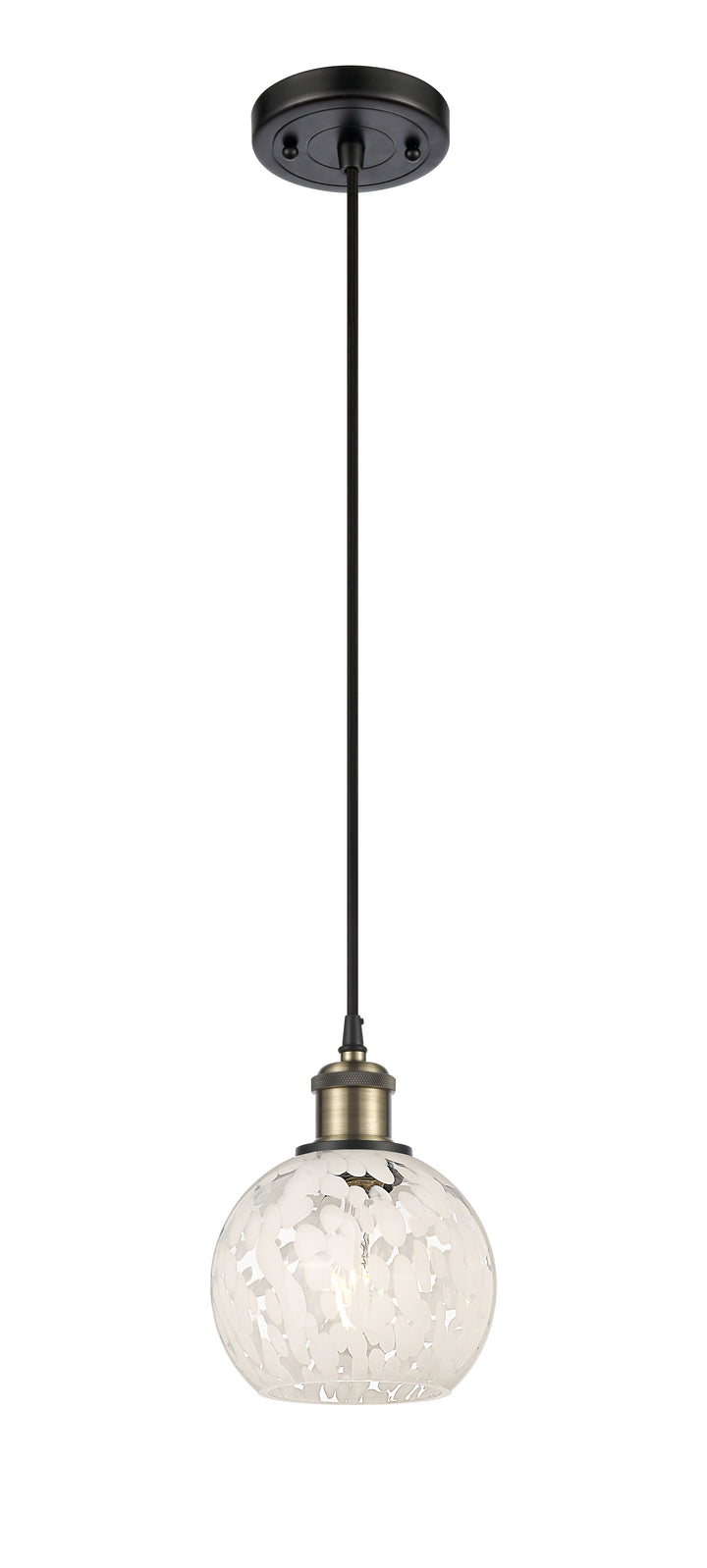 Innovations Lighting White Mouchette 6" Mini Pendant - Black Antique Brass Mini-Pendants Innovations Lighting   