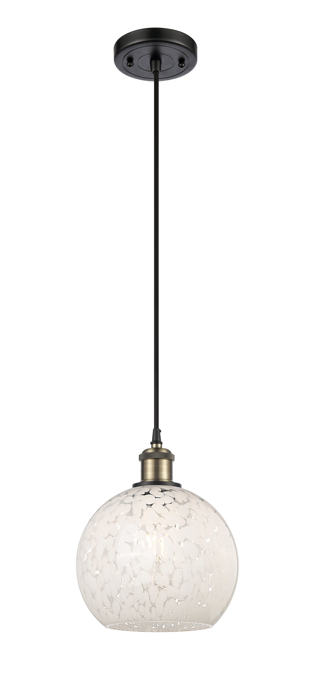 Innovations Lighting White Mouchette 8" Mini Pendant - Black Antique Brass Mini-Pendants Innovations Lighting   