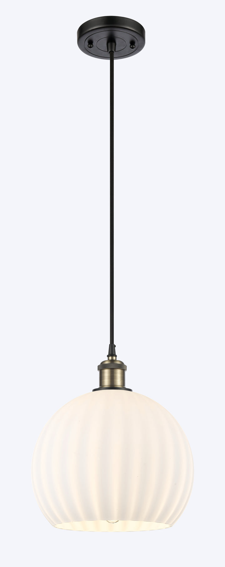 Innovations Lighting White Venetian 10" Mini Pendant - Black Antique Brass Mini-Pendants Innovations Lighting   