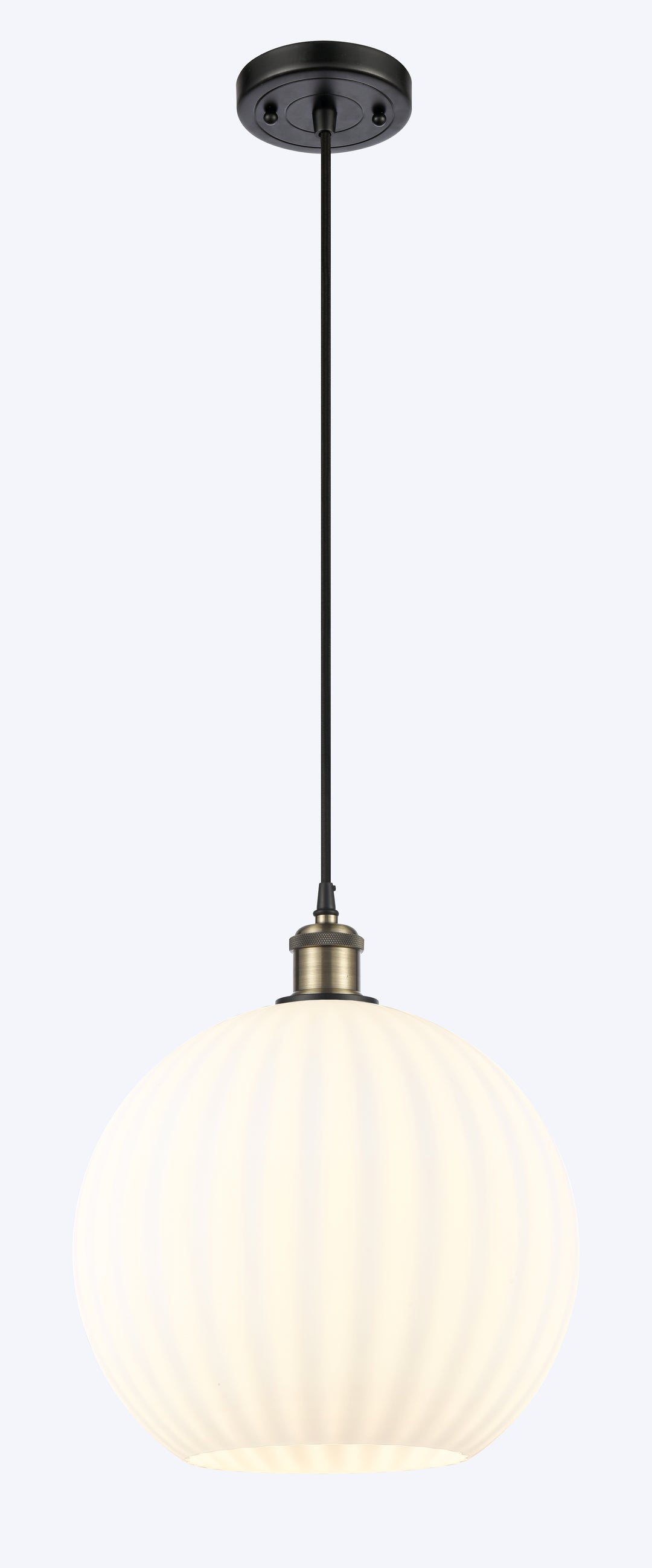 Innovations Lighting White Venetian 12" Mini Pendant - Black Antique Brass