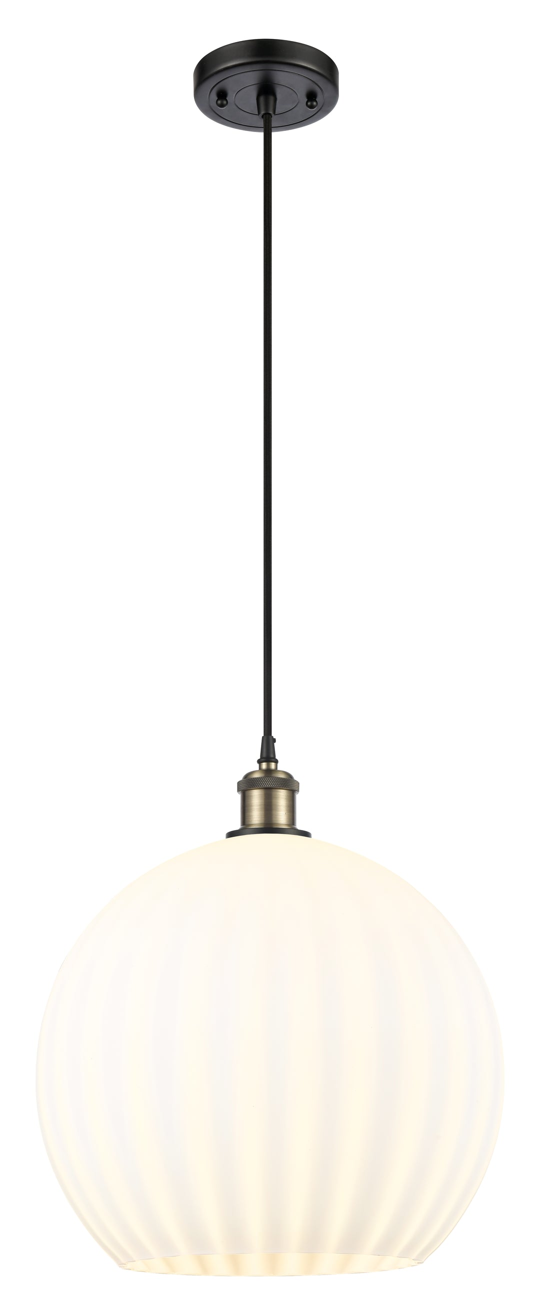 Innovations Lighting White Venetian 14" Pendant - Black Antique Brass