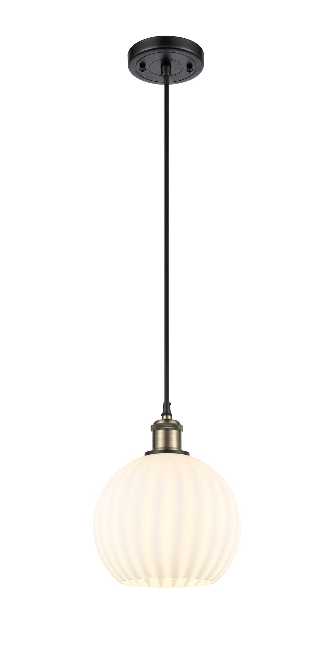 Innovations Lighting White Venetian 8" Mini Pendant - Black Antique Brass