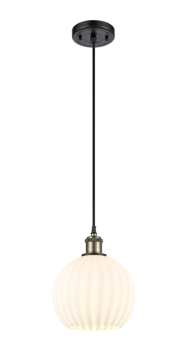 Innovations Lighting White Venetian 8" Mini Pendant - Black Antique Brass