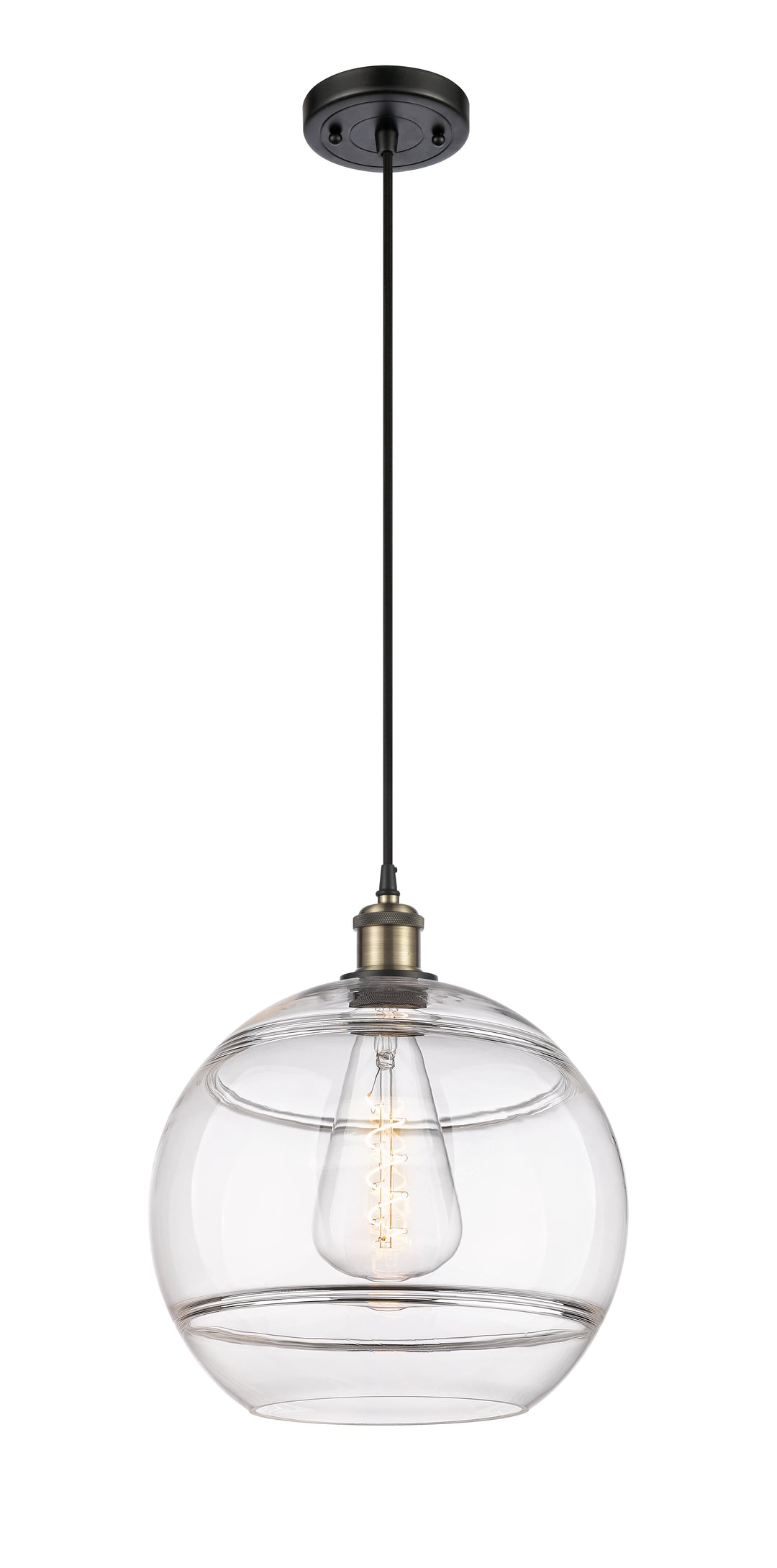 Innovations Lighting Rochester 12" Mini Pendant - Black Antique Brass