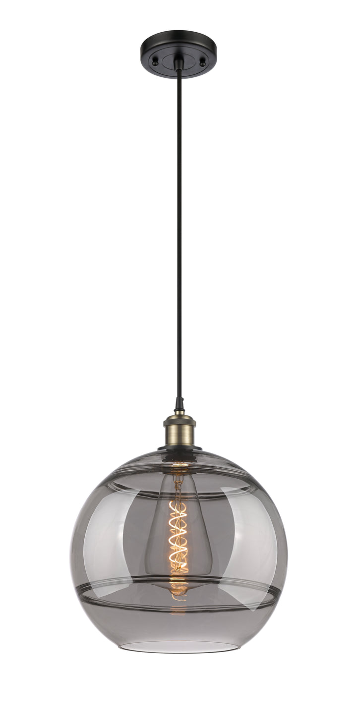 Innovations Lighting Rochester 12" Mini Pendant - Black Antique Brass Mini-Pendants Innovations Lighting   