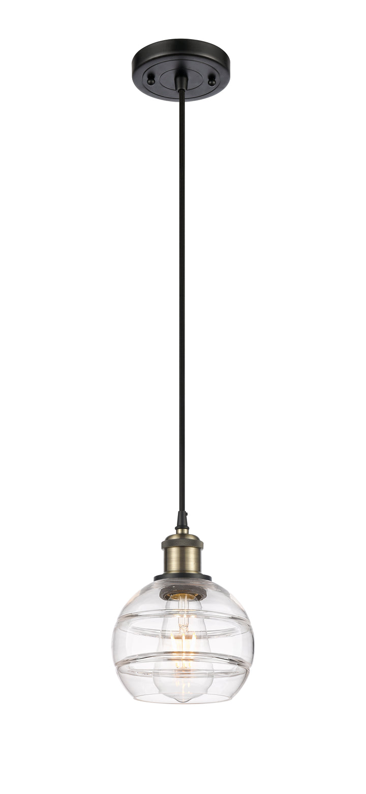 Innovations Lighting Rochester 6" Mini Pendant - Black Antique Brass Mini-Pendants Innovations Lighting   