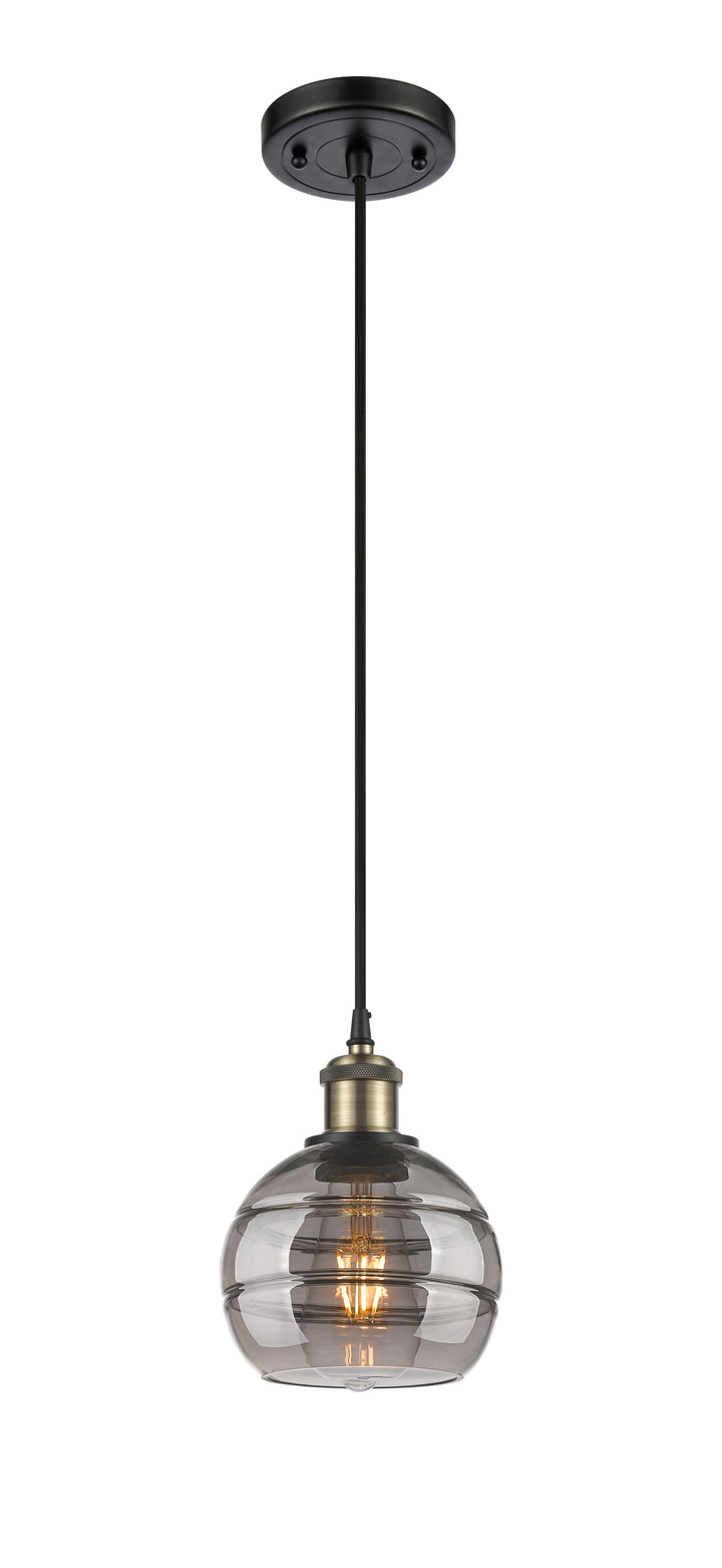 Innovations Lighting Rochester 6" Mini Pendant - Black Antique Brass Mini-Pendants Innovations Lighting   