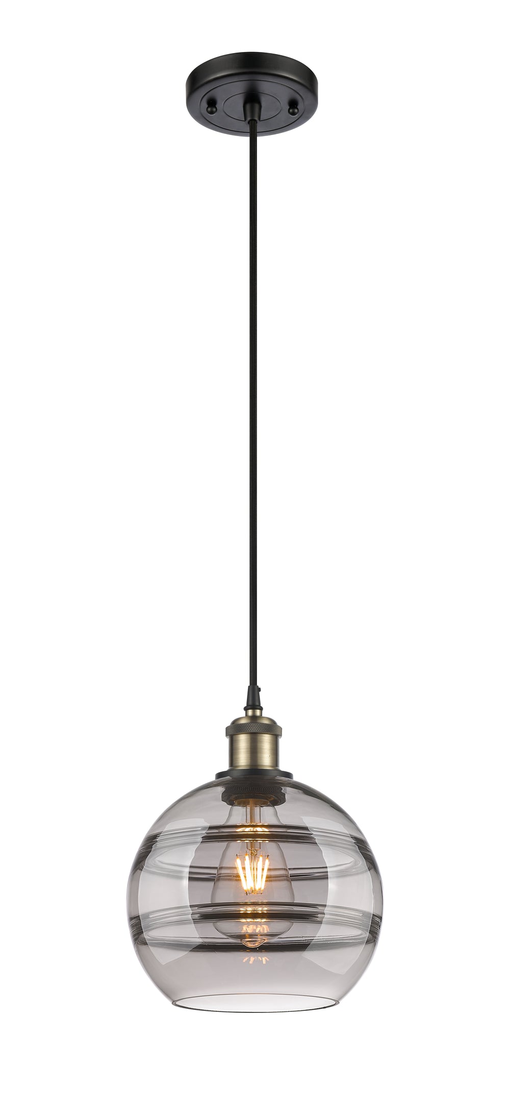 Innovations Lighting Rochester 8" Mini Pendant - Black Antique Brass Mini-Pendants Innovations Lighting   