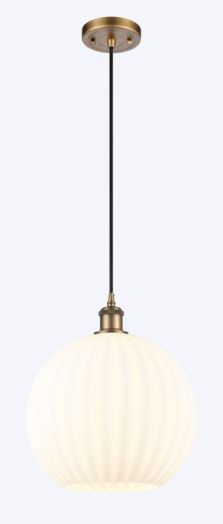 Innovations Lighting White Venetian 12" Mini Pendant - Brushed Brass Mini-Pendants Innovations Lighting   