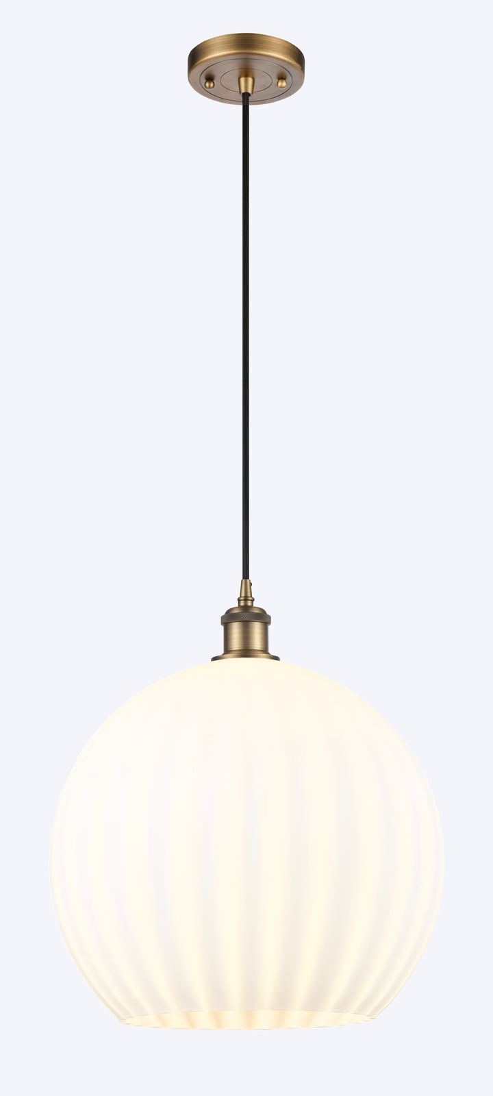 Innovations Lighting White Venetian 14" Pendant - Brushed Brass Pendants Innovations Lighting   