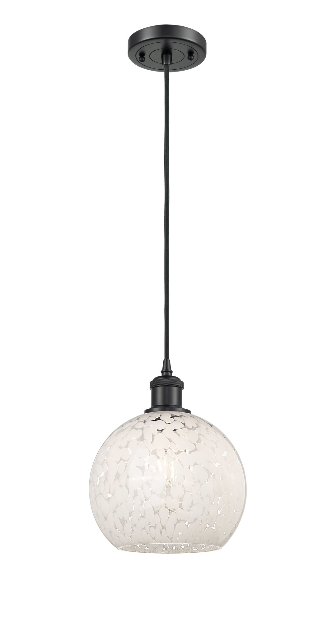 Innovations Lighting White Mouchette 8" Mini Pendant - Matte Black Mini-Pendants Innovations Lighting   