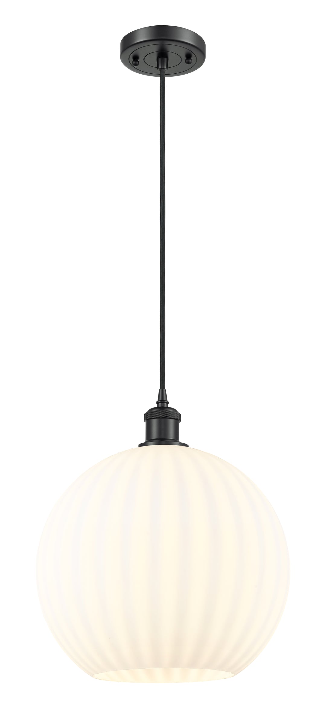 Innovations Lighting White Venetian 12" Mini Pendant - Matte Black Mini-Pendants Innovations Lighting   