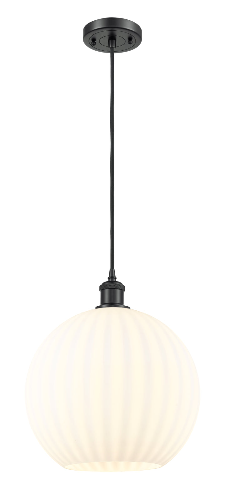 Innovations Lighting White Venetian 12" Mini Pendant - Matte Black Mini-Pendants Innovations Lighting   