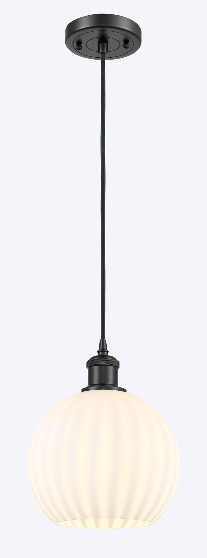 Innovations Lighting White Venetian 8" Mini Pendant - Matte Black