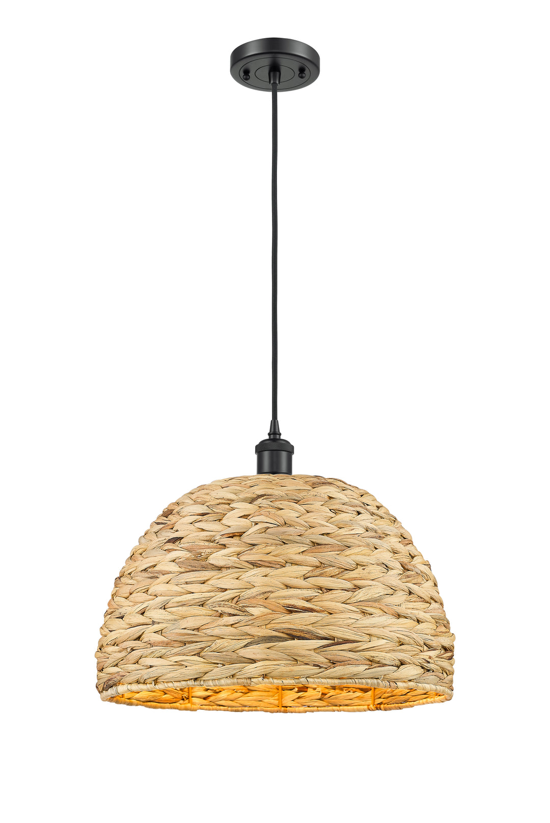 Innovations Lighting Woven Rattan 16" Mini Pendant - Matte Black Mini-Pendants Innovations Lighting Default Title  