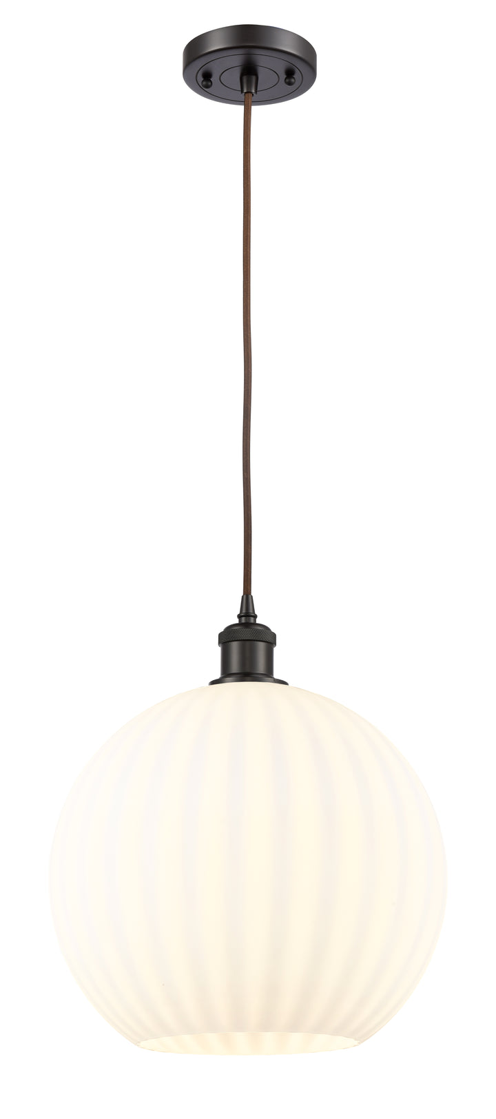 Innovations Lighting White Venetian 12" Mini Pendant - Oil Rubbed Bronze Mini-Pendants Innovations Lighting   