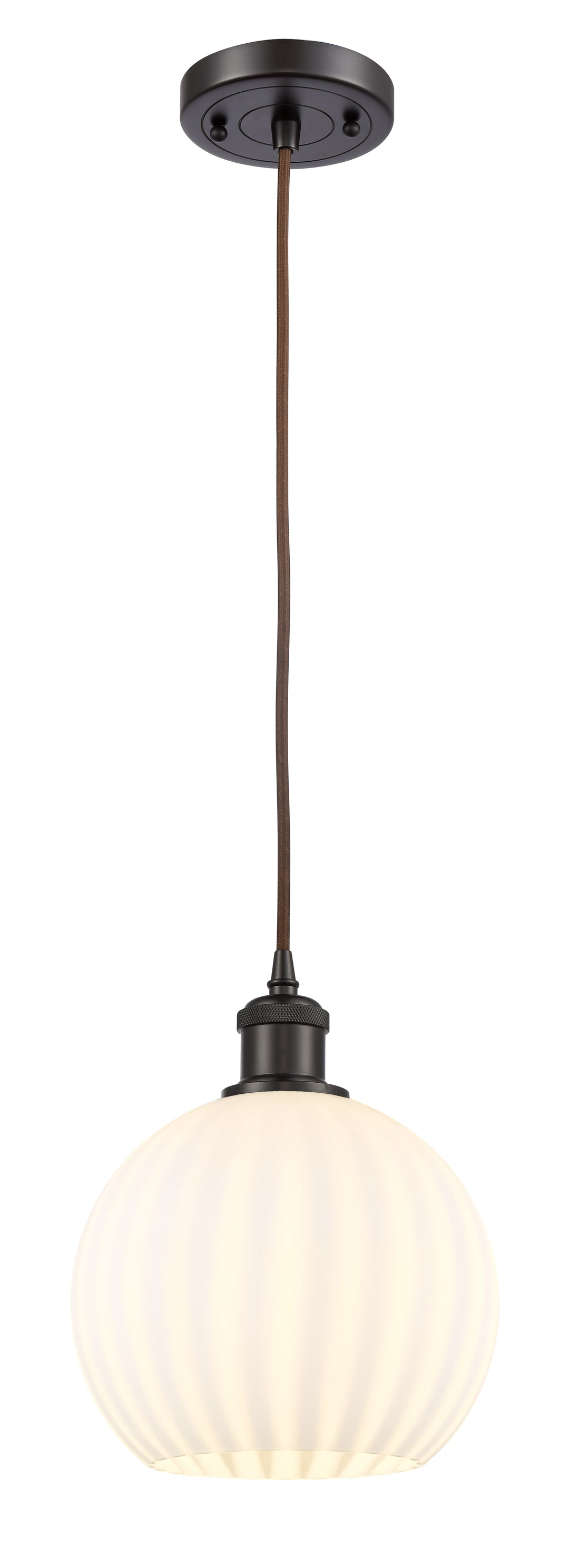 Innovations Lighting White Venetian 8" Mini Pendant - Oil Rubbed Bronze Mini-Pendants Innovations Lighting   