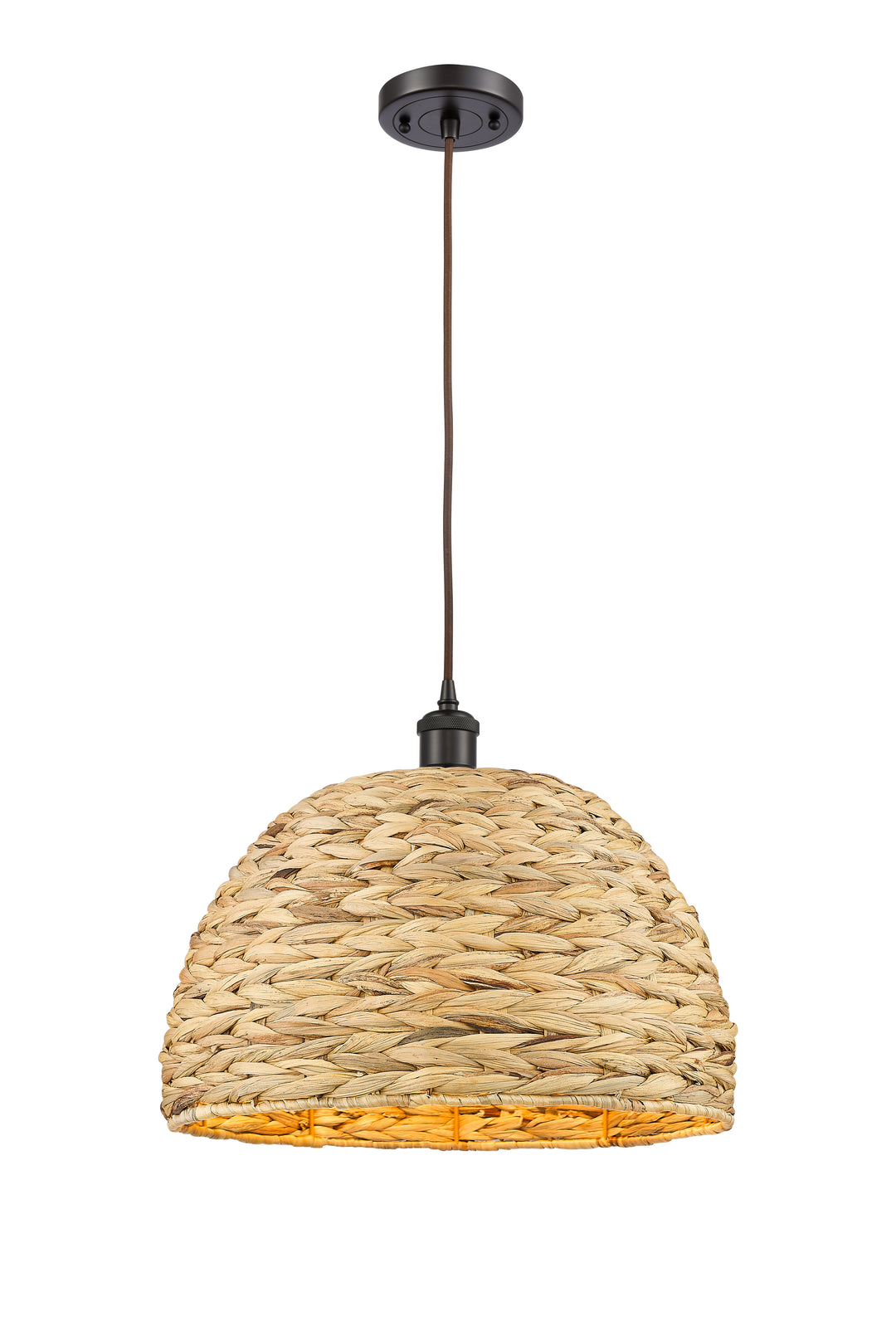 Innovations Lighting Woven Rattan 16" Mini Pendant - Oil Rubbed Bronze