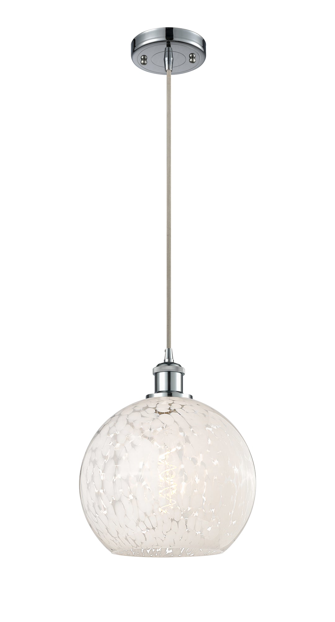 Innovations Lighting White Mouchette 10" Mini Pendant - Polished Chrome Mini-Pendants Innovations Lighting   