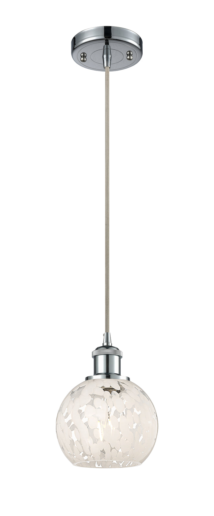 Innovations Lighting White Mouchette 6" Mini Pendant - Polished Chrome Mini-Pendants Innovations Lighting   