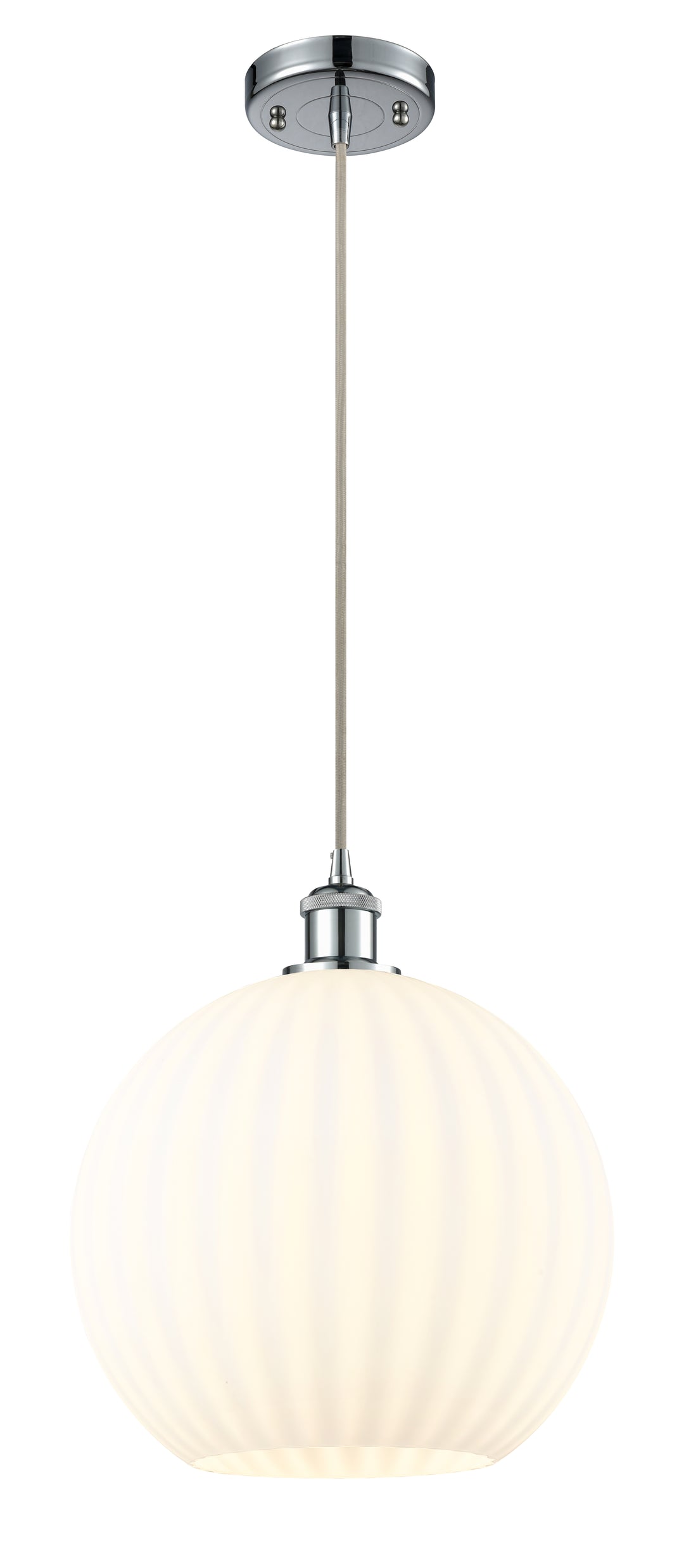 Innovations Lighting White Venetian 12" Mini Pendant - Polished Chrome