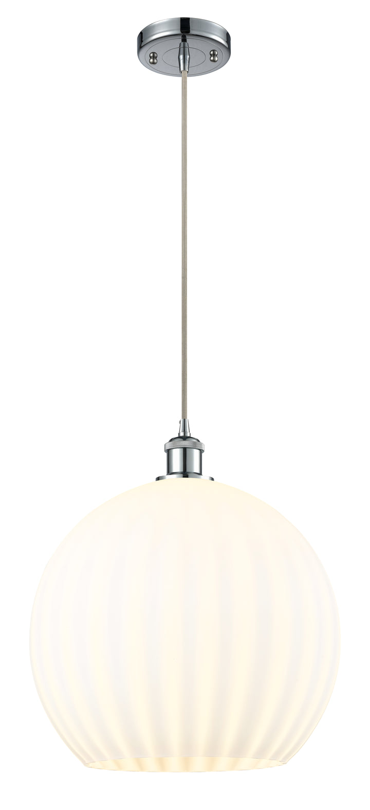 Innovations Lighting White Venetian 14" Pendant - Polished Chrome Pendants Innovations Lighting   