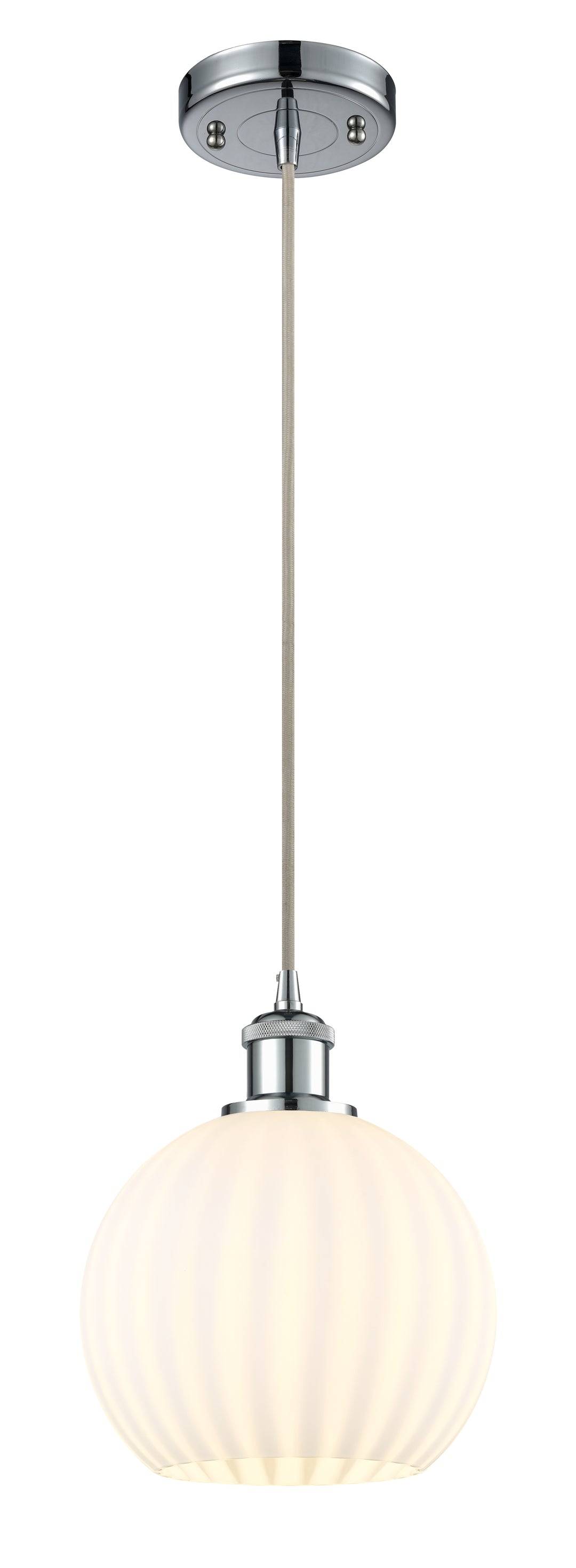 Innovations Lighting White Venetian 8" Mini Pendant - Polished Chrome Mini-Pendants Innovations Lighting   