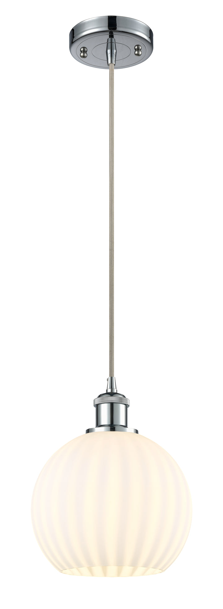 Innovations Lighting White Venetian 8" Mini Pendant - Polished Chrome