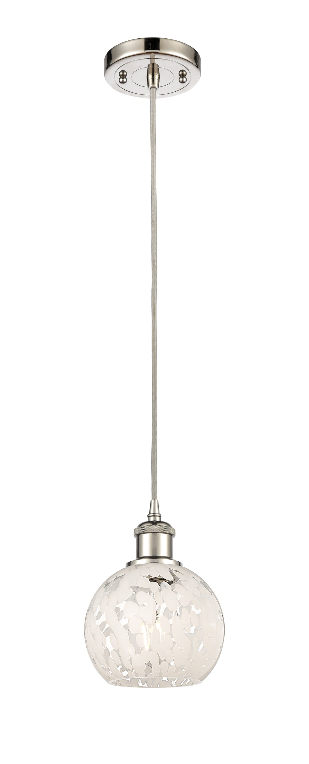 Innovations Lighting White Mouchette 6" Mini Pendant - Polished Nickel Mini-Pendants Innovations Lighting   