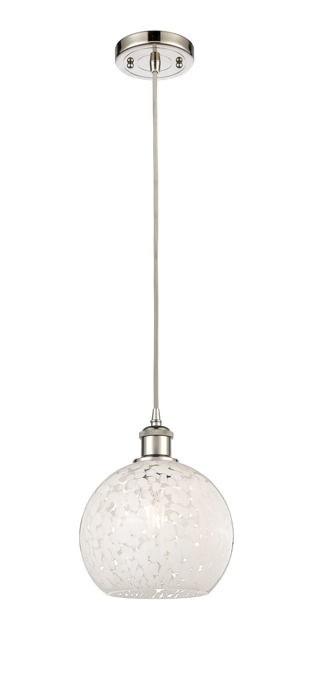 Innovations Lighting White Mouchette 8" Mini Pendant - Polished Nickel Mini-Pendants Innovations Lighting   