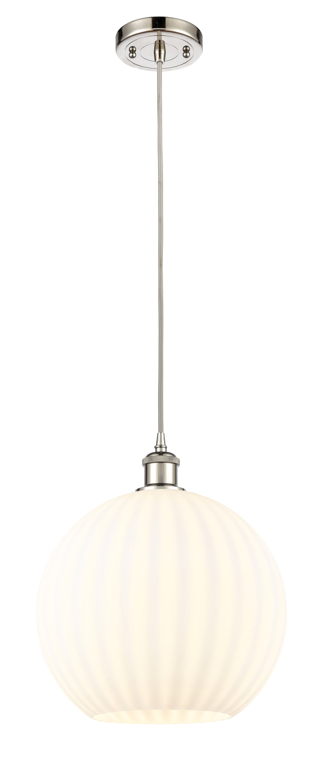 Innovations Lighting White Venetian 12" Mini Pendant - Polished Nickel