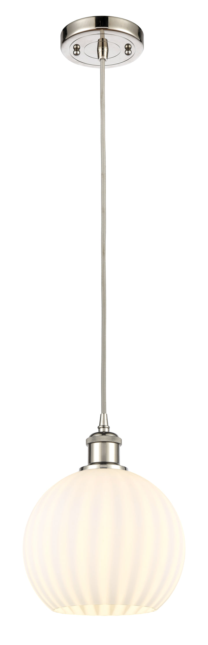 Innovations Lighting White Venetian 8" Mini Pendant - Polished Nickel