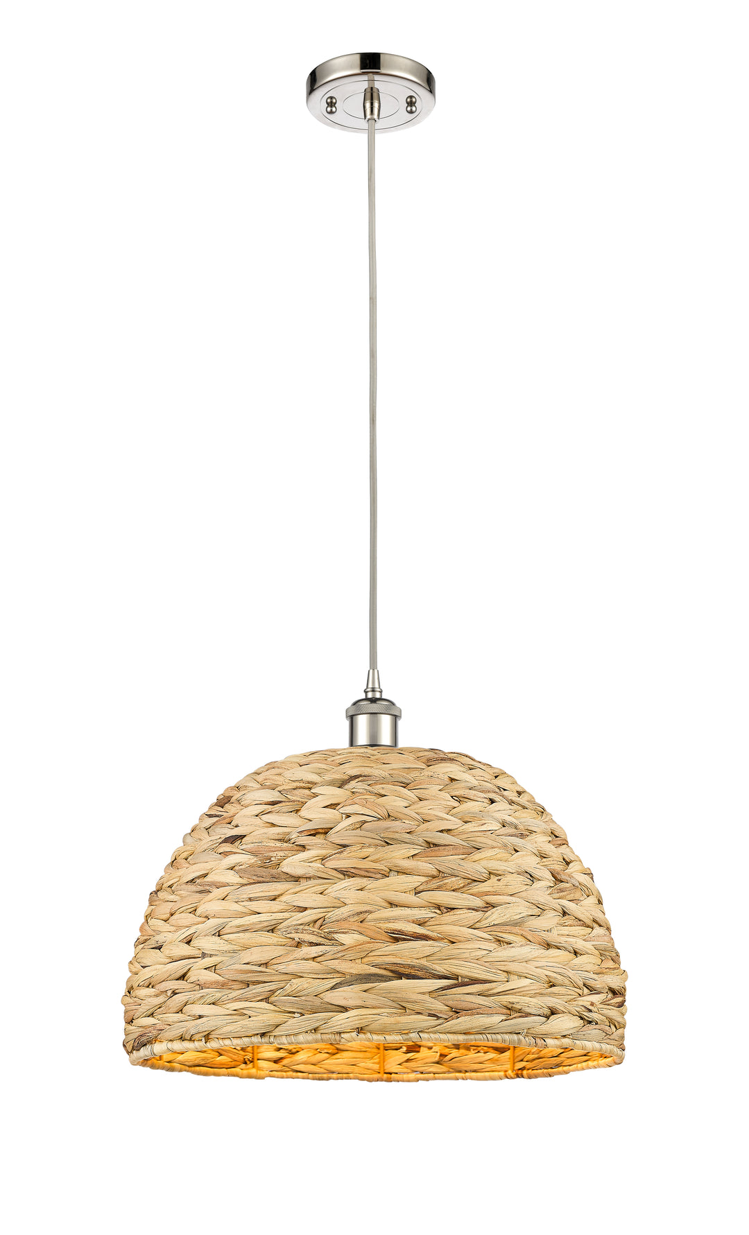 Innovations Lighting Woven Rattan 16" Mini Pendant - Polished Nickel