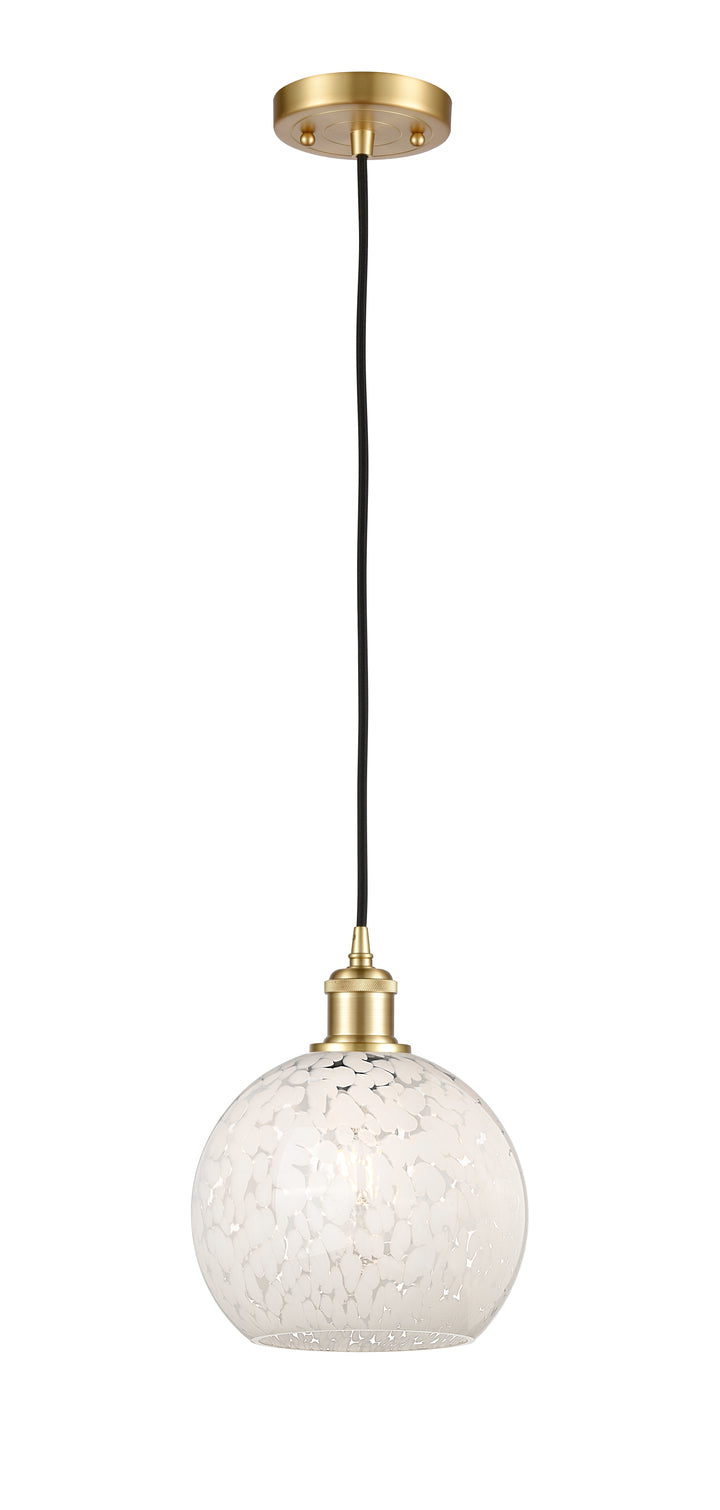 Innovations Lighting White Mouchette 8" Mini Pendant - Satin Gold Mini-Pendants Innovations Lighting   