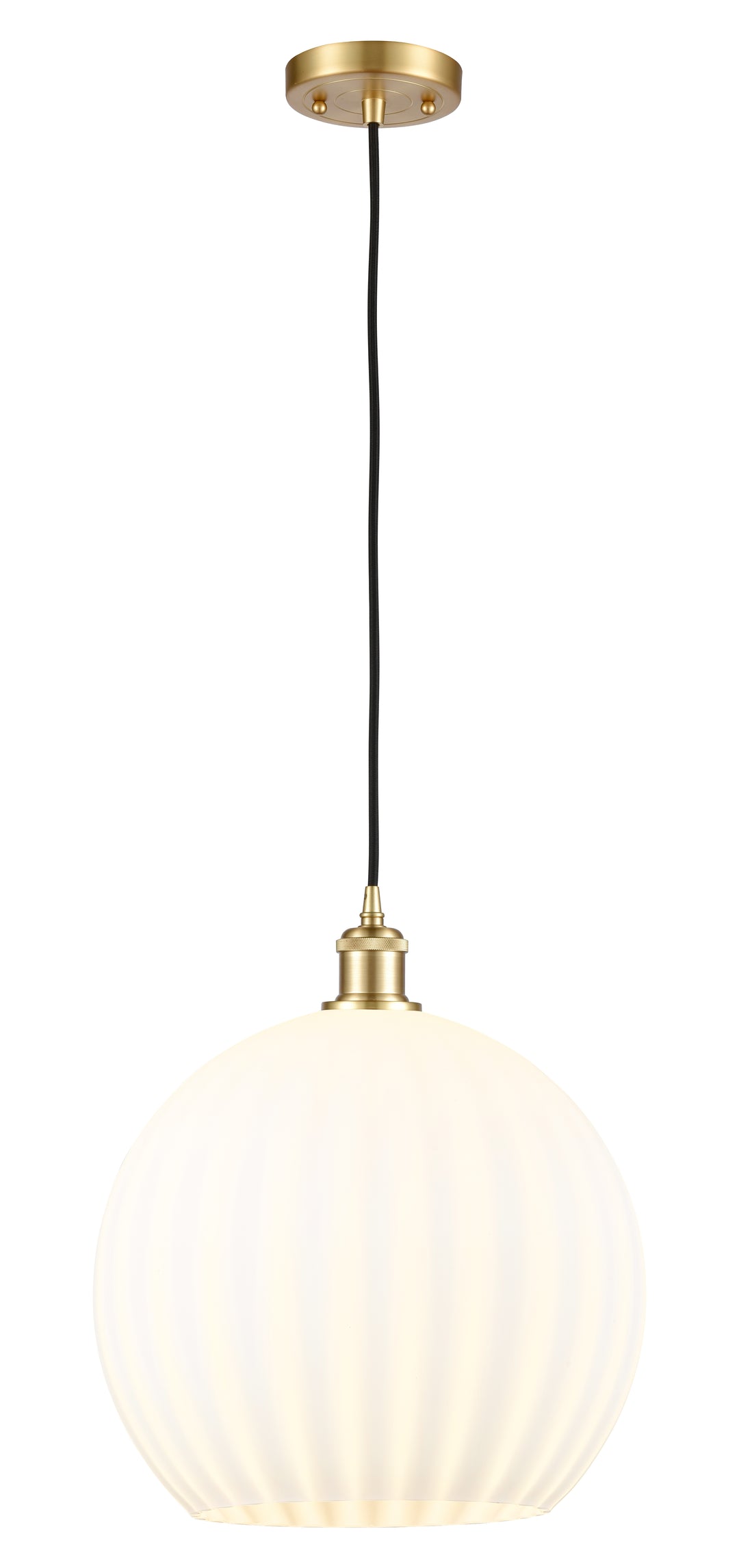 Innovations Lighting White Venetian 14" Pendant - Satin Gold Pendants Innovations Lighting   