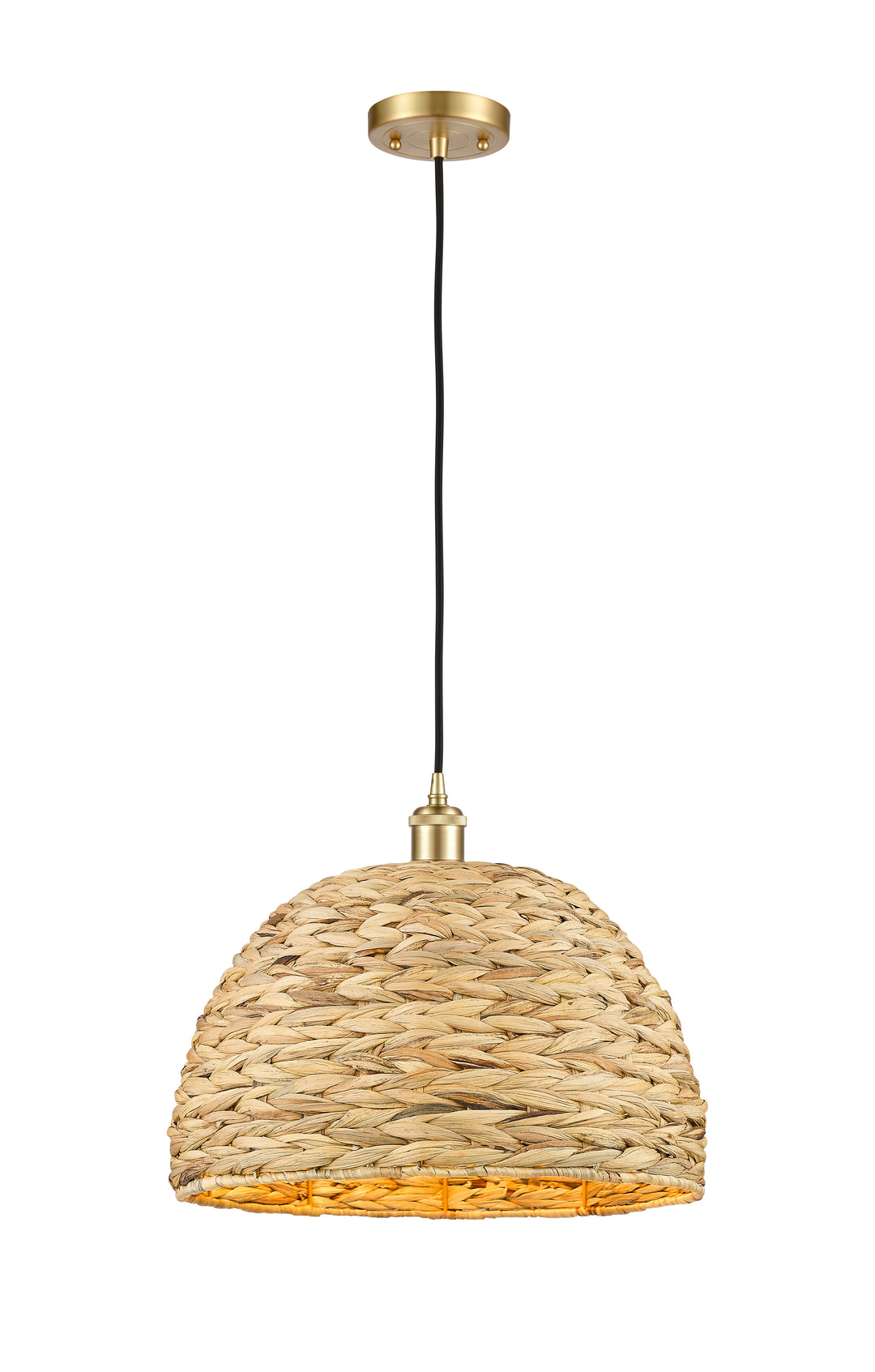 Innovations Lighting Woven Rattan 16" Mini Pendant - Satin Gold Mini-Pendants Innovations Lighting   