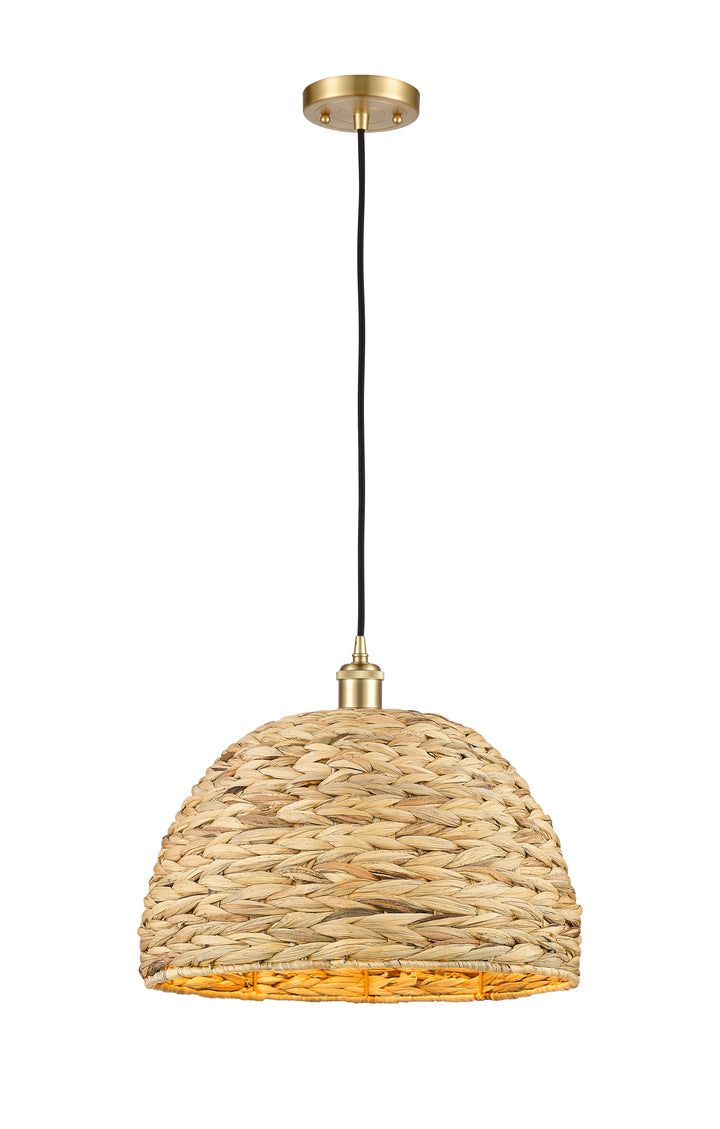 Innovations Lighting Woven Rattan 16" Mini Pendant - Satin Gold Mini-Pendants Innovations Lighting   