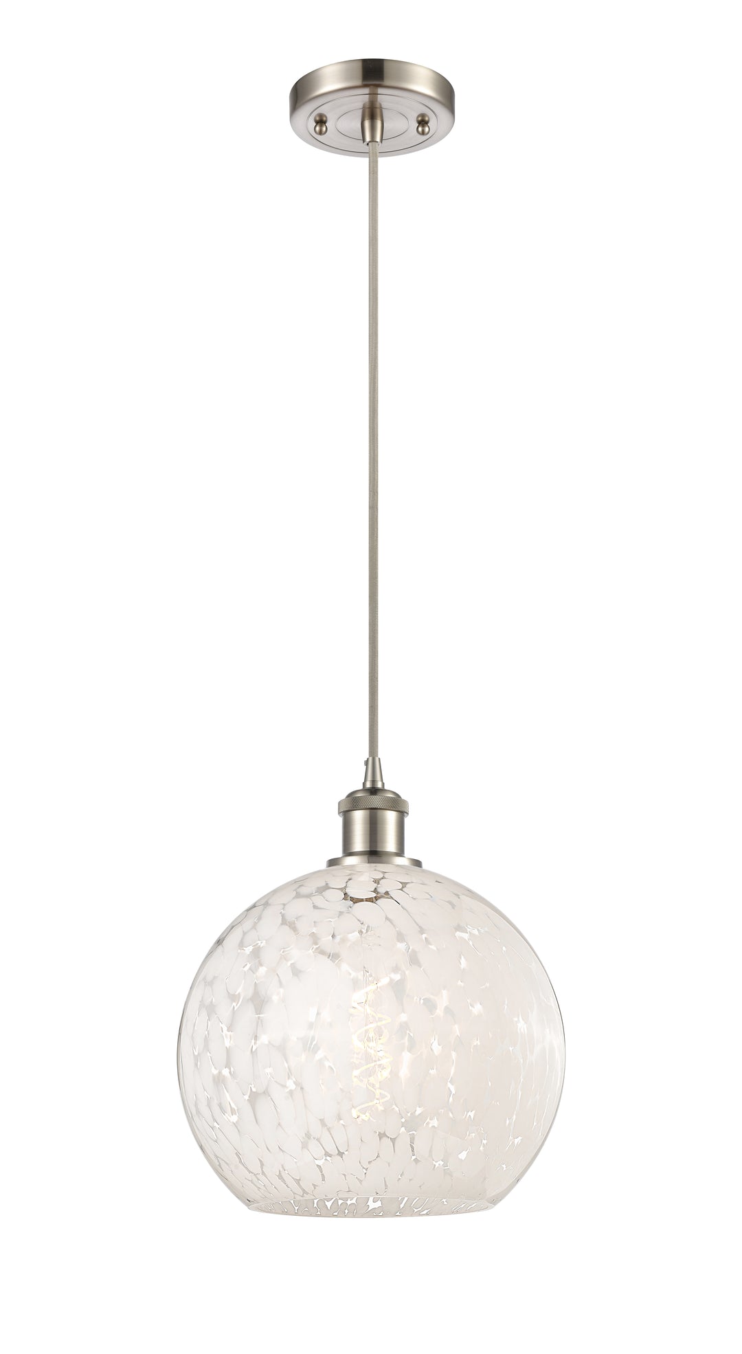 Innovations Lighting White Mouchette 10" Mini Pendant - Brushed Satin Nickel Mini-Pendants Innovations Lighting   