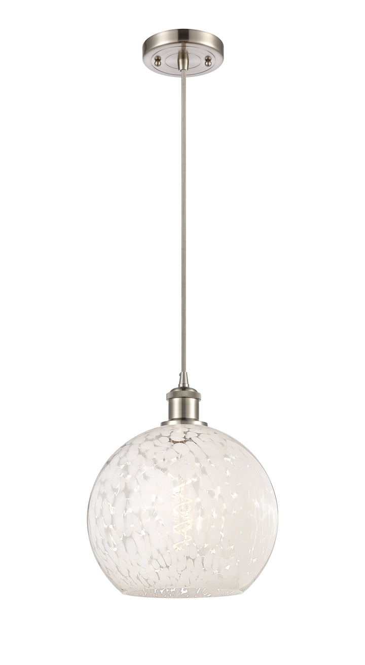 Innovations Lighting White Mouchette 10" Mini Pendant - Brushed Satin Nickel Mini-Pendants Innovations Lighting   